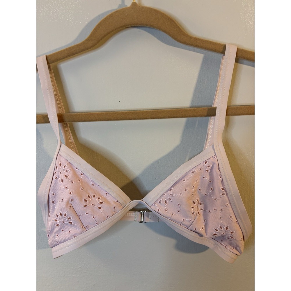 SALERO Baby Pink Eyelet Triangle Bikini Top XS Beach Pool Resort